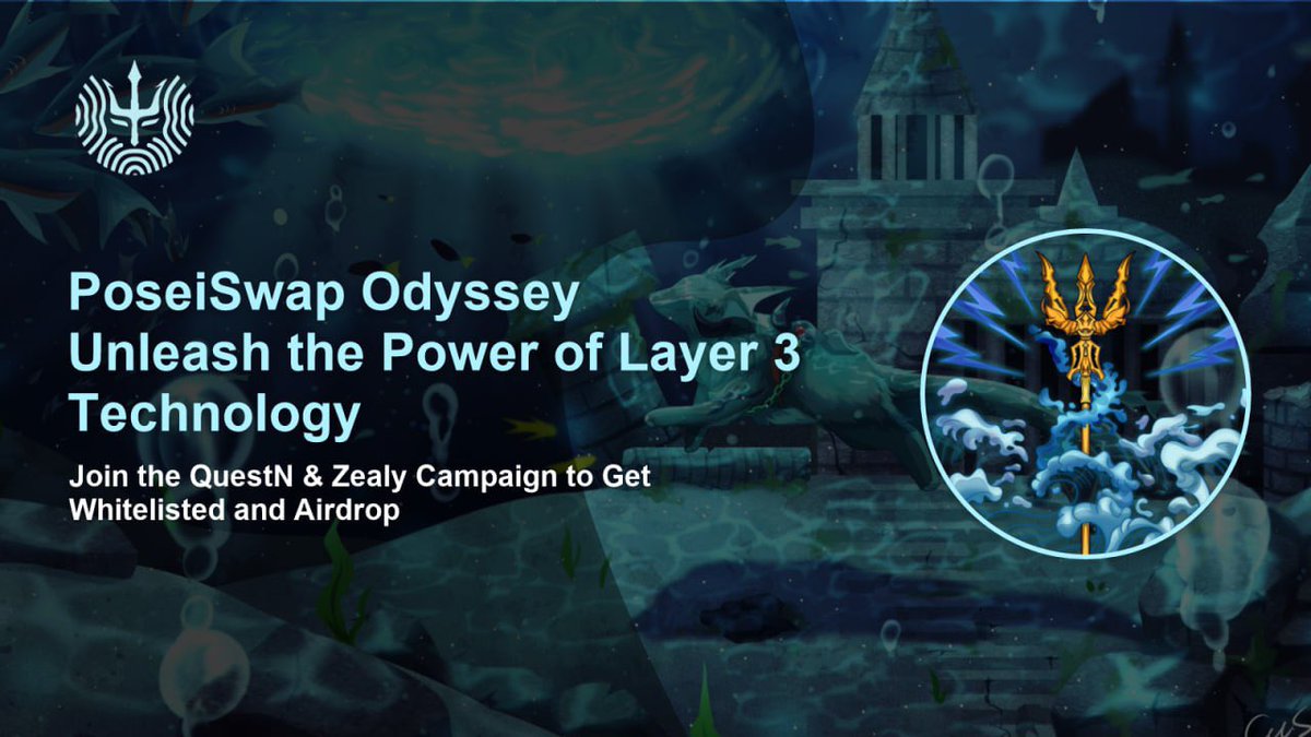 🧜‍♂️ PoseiSwap, the world's first L3 #DEX is having 2 #giveaway contests on #Zealy and #QuestN🧜‍♂️

Don't miss your chance to get whitelisted and receive your #airdrop! 🎁

Campaign details below 👇

<a href="/QuestNEvents/">QuestNEvents</a> 

1/2