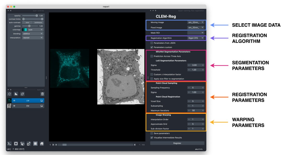 I wasn't really sure it was possible to automate alignment of vCLEM datasets, but @DanielKrentzel @martinjones78 @matous_elphick @mcdomart @HenriquesLab @LaineBioImaging & Chris Peddie made it happen! In one click!! In #napari 🌟🔬

biorxiv.org/content/10.110…

@TheCrick @cziscience