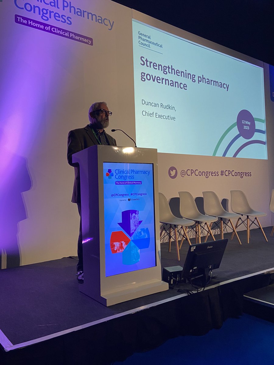 Duncan Rudkin speaking on the first morning of CPC <a href="/CPCongress/">Clinical Pharmacy Congress</a>   about the strengthening of pharmacy governance. <a href="/TheGPhC/">GPhC</a> <a href="/cppeengland/">CPPE</a>