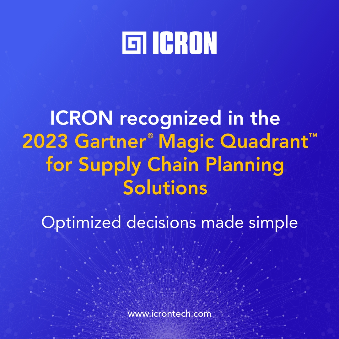 We are proud to announce that ICRON has been recognized in the 2023 <a href="/Gartner_inc/">Gartner</a> Magic Quadrant for Supply Chain Planning Solutions report. 

#ICRON #supplychain #gartner #gartnersc #magicquadrant