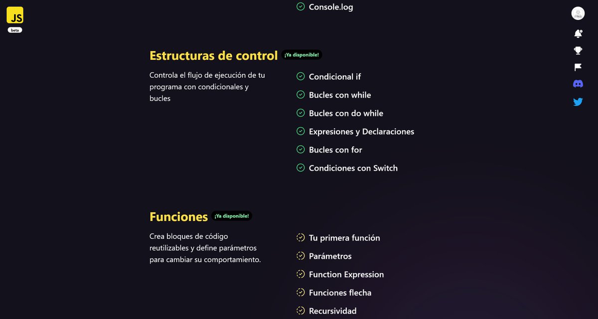 develoba's tweet image. Después de practicar con @frontendmentor, toca seguir con el curso de @midudev: aprendejavascript.dev 

Cada vez voy avanzando más! Además, lo estoy complementando con el libro Eloquent Javascript. Cuáles son vuestros recursos favoritos para aprender JS y qué me recomendáis?