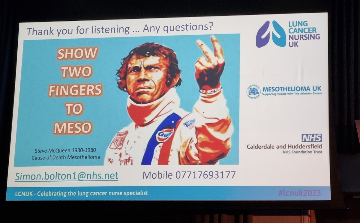 Just listened to Simon Bolton <a href="/messy/">messy</a> interesting talk about scanxiety and impact on patients and carers. As a solicitor I hear about this from my clients and some are very nervous about getting the scan results  <a href="/LCN_UK/">Lung Cancer Nursing UK</a> @FieldfisherMeso #mesothelioma