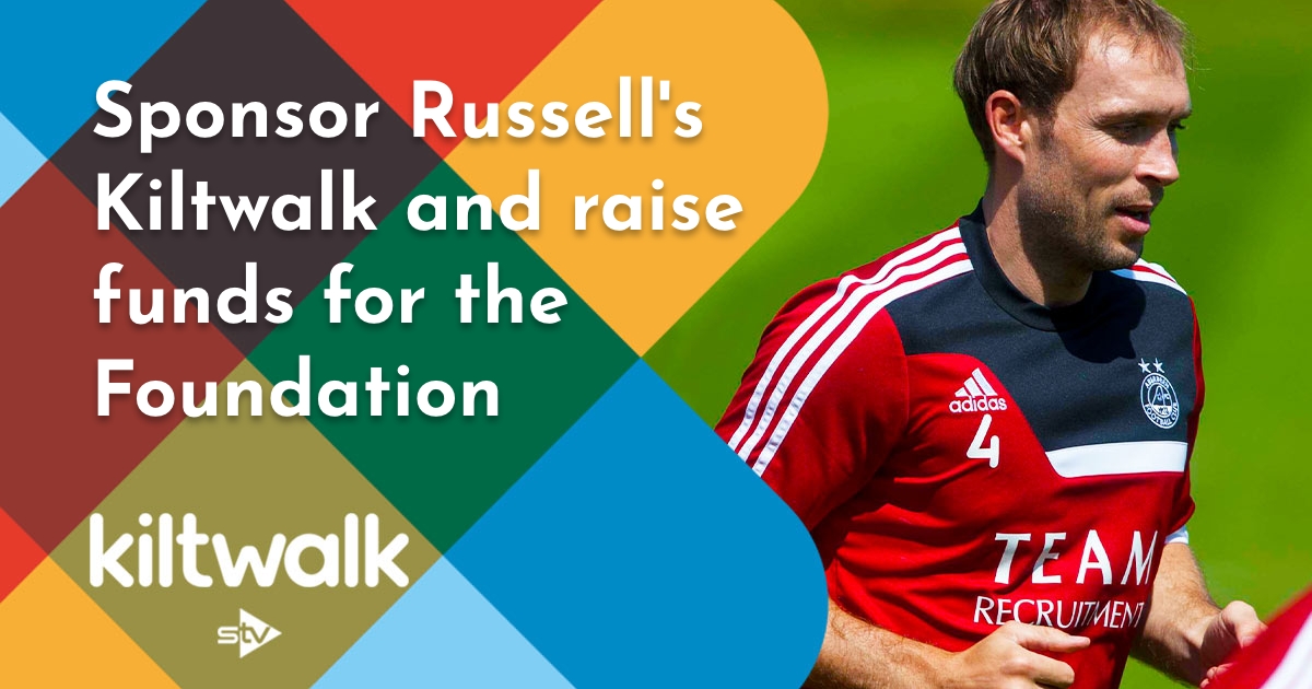 Hey everyone, it's Russell here. I'm lacing up a different set of boots and taking on the challenging 18-mile <a href="/thekiltwalk/">Kiltwalk</a> on June 4th 2023 to raise money for the Foundation.
You can sponsor me today by clicking through to <a href="/JustGiving/">JustGiving</a>  page at justgiving.com/fundraising/ru… 
Thank you.