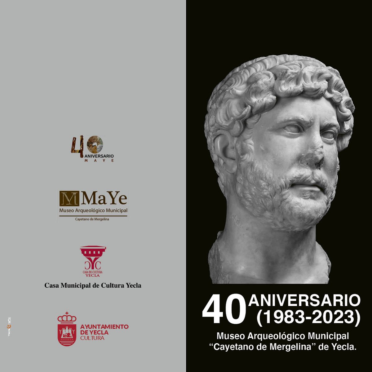 Esta tarde a las 20h en el Salón de actos Pablo Corbalán, 40 aniversario MaYe (1983-2023): Conferencia «El cipo funerario ibérico de Coimbra dle Barranco Ancho (Jumilla). 42 años de su descubrimiento» a cargo del Dr. José Miguel García Cano. 

yecla.es/agenda/40-aniv…