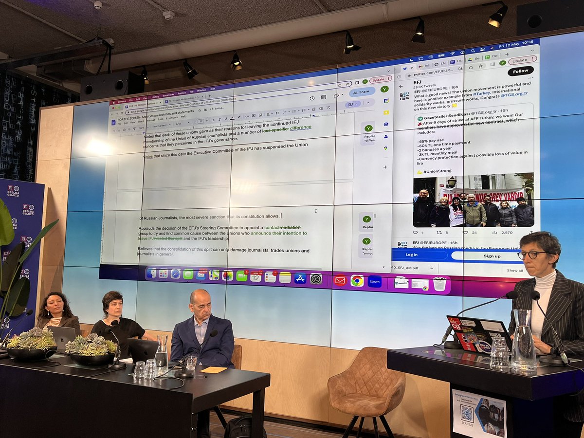 PeriodistasFSC's tweet image. Mociones y declaraciones para mejorar el trabajo de la @EFJEUROPE en defensa del periodismo y los periodistas en la segunda jornada del #efjhague23 @mediosfscccoo @FSCdeCCOO @IntCCOO @CCOO #EMFA #SLAPALERT #copyright #RefugeeJournalist #PressFreedom #EsPeriodismo
