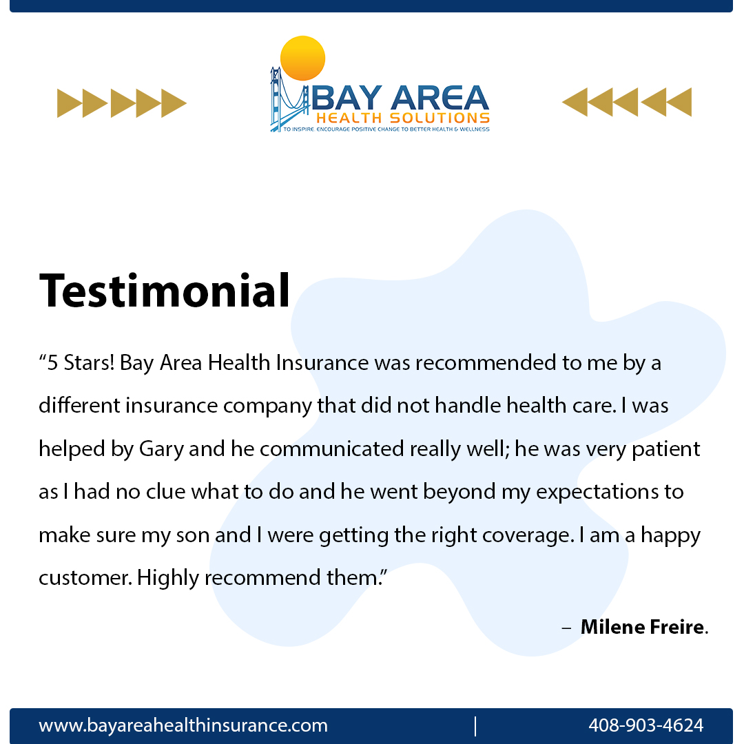Bay Area Health Insurance was recommended to me by a different insurance company that did not handle health care. I was helped by Gary and he communicated really well.

#Testimonial #InsuranceReview #CustomerReview #CustomerReviews #CustomerService
