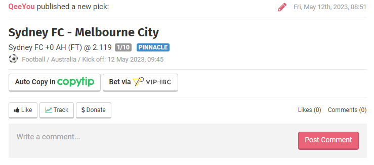 QeeYouBet's tweet photo. Australia A-League🇦🇺

⚽️Sydney FC - Melbourne City

Pick : Sydney FC DNB @2.11 (Remboursé si match N)

Mise : 0,5%

Dispo en arjel.  

Un maximum de #RT🔁#FAV ❤️pour soutenir et si vous suivez.   

#TeamParieur https://t.co/CYTNzBa6lD