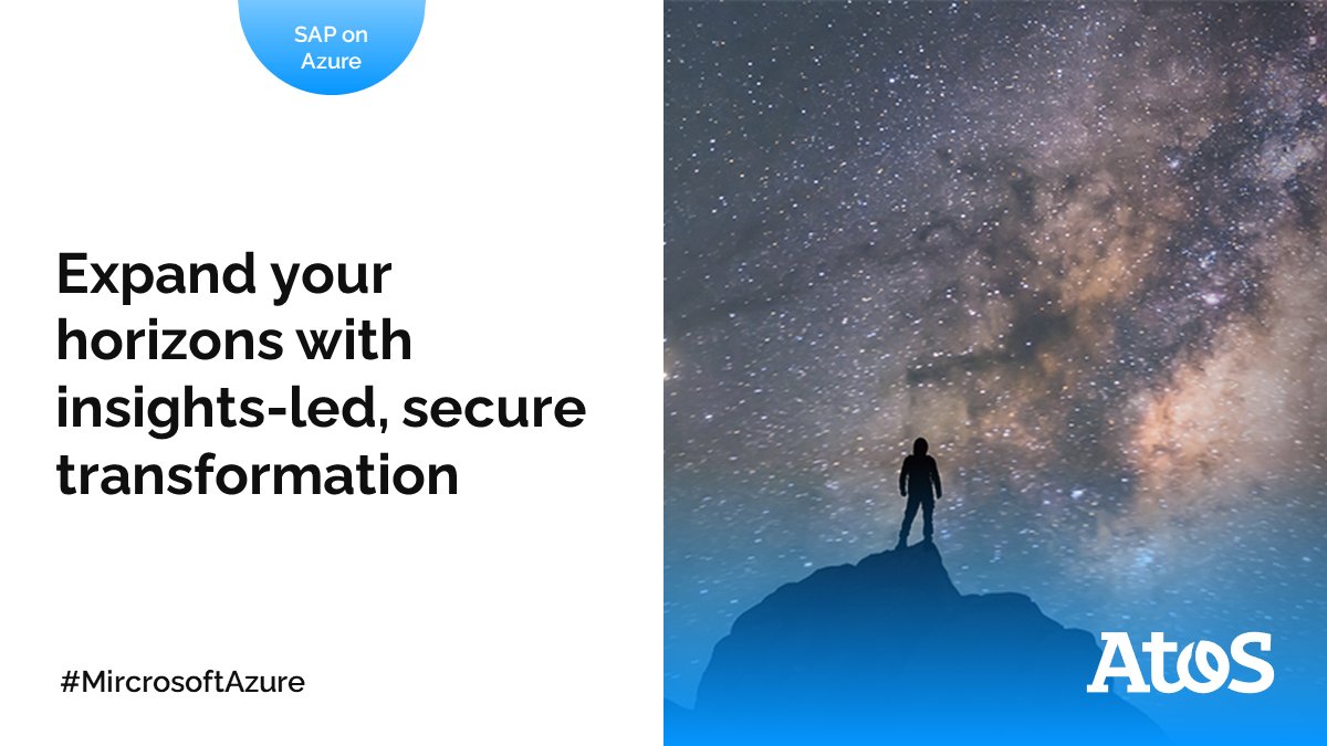 Atos's tweet image. With our multi-layered network security, built-in security tools, and solutions for backup and disaster recovery, you’ll never compromise on user experience on migrating to SAP for #MicrosoftAzure!
Revolutionize your business with #SAPonAzure ➡️ spr.ly/6013OeiyR