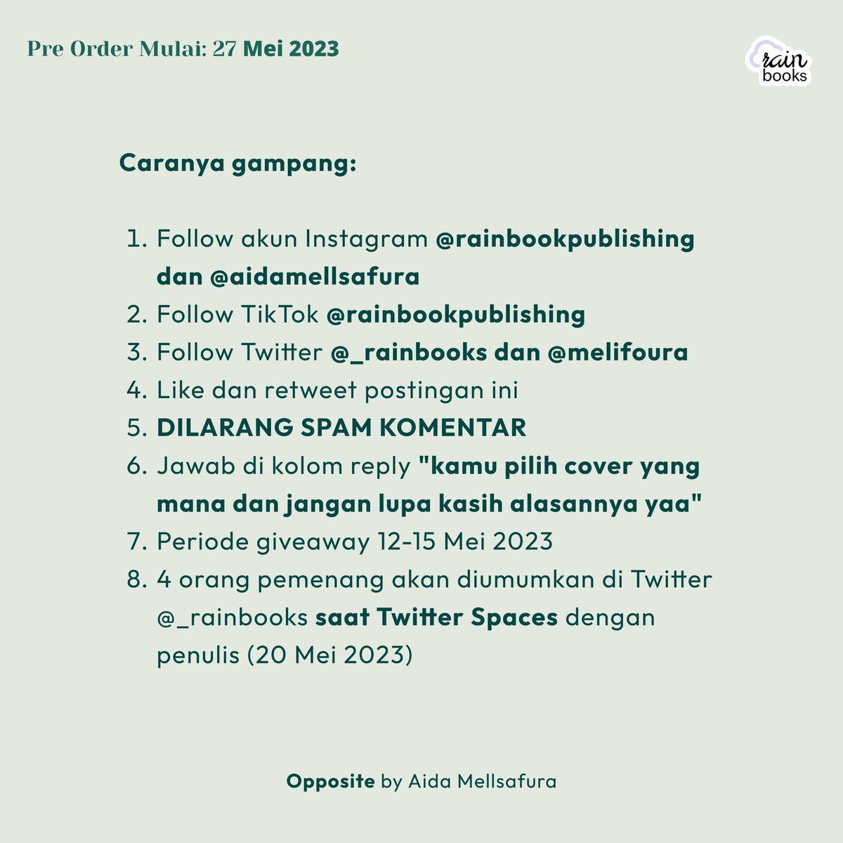 🍉GIVEAWAY VOTE COVER OPPOSITE by <a href="/melifoura/">mël</a> 🍉

Berhadiah 3 novel “OPPOSITE” untuk 3 orang pemenang✈️

Caranya gampang banget! Baca di tweet berikutnya ya~ jangan lupa pakai hastag yaaa #VaroVaraOTWPULANG 🍉