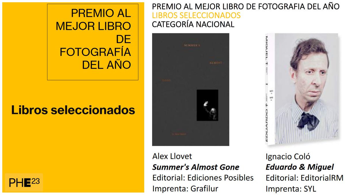 🙌¡Esta noticia nos hace MUY felices!

"Eduardo &amp; Miguel" de Ignacio Coló, 1ª edición del #StarAward, y "Summer's Almost Gone" de <a href="/alexllovetp/">Alex Llovet</a>, #SocioPhotographic, entre los 21 seleccionados por <a href="/photoespana/">PHotoESPAÑA</a> a mejor libro nacional de fotografía del año.

👉bit.ly/3I5RhIB