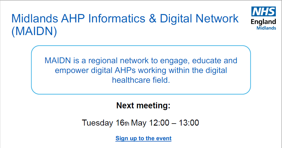 xDavidWilliams's tweet photo. #MAIDN Meeting #3: 16/05/23 12:00-13:00 will take place on Tuesday, 16th May (1200 - 1300).
Register to join the network/meeting: https://t.co/MPF5VAUtsG https://t.co/ojYutoZiLn