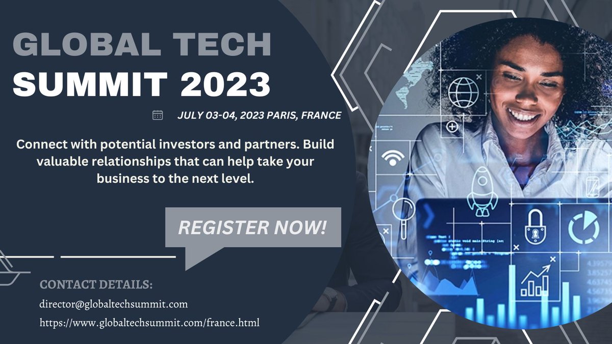 globaltechsumm3's tweet photo. Grab the exceptional #networking opportunities and #educational sessions, the #GlobalTechSummit2023 is also an excellent chance to connect with #potentialinvestors & partners. Build a valuable #relationships that can help you to take your #business to the next level. Contact Now! https://t.co/mFbmnaLKFa