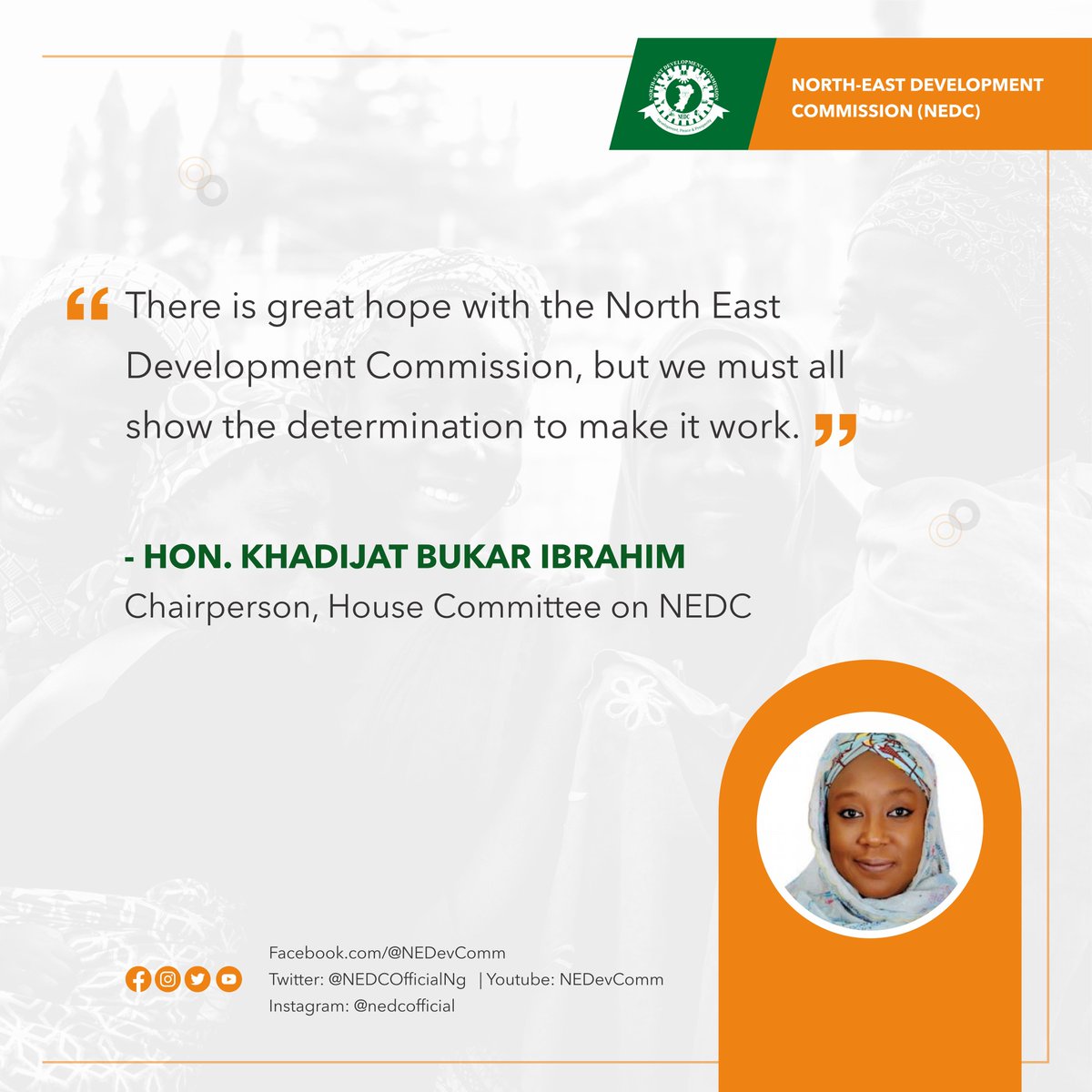 There is great hope with the NEDC - Hon. Khadijat Bukar Ibrahim.
#NorthEast 
#BuildingBackBetter 
#NEDC 
#NorthEastDevelopment