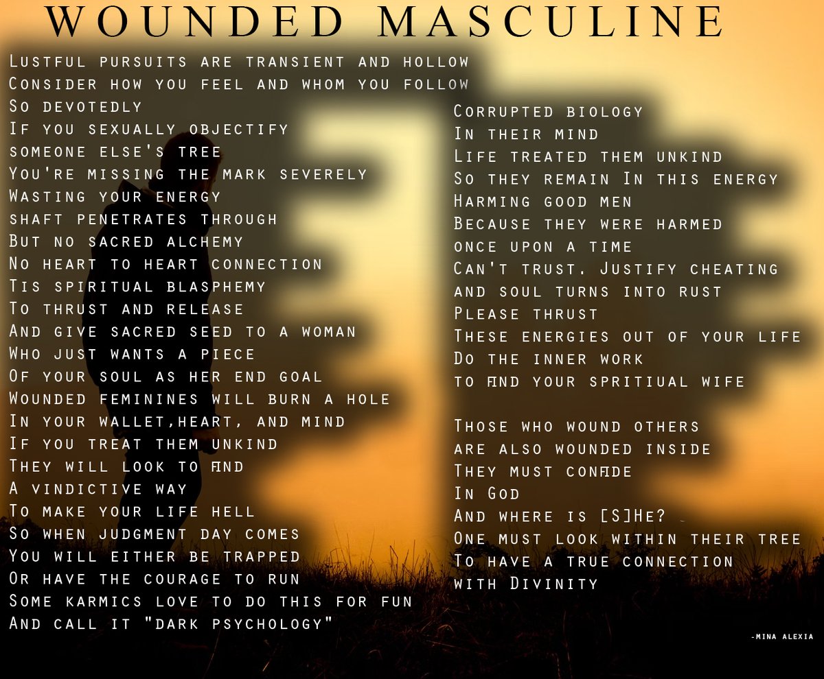 MinaAlexia's tweet photo. WOUNDED MASCULINE 

#poetry #vss365 #sacredsex #sacredunion #narcissisticabuse #sexualalchemy https://t.co/1n7vODgW6n