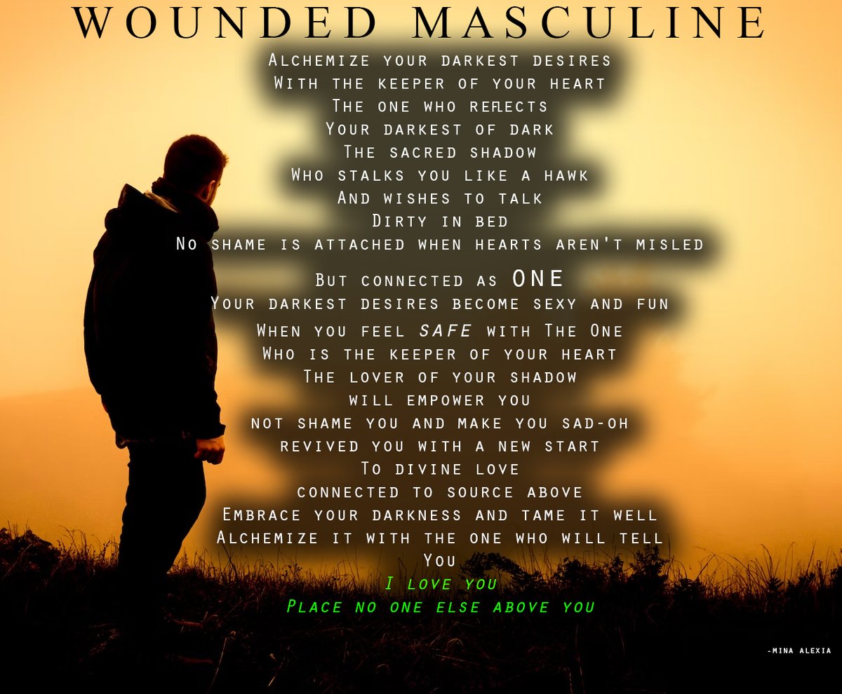 MinaAlexia's tweet photo. WOUNDED MASCULINE 

#poetry #vss365 #sacredsex #sacredunion #narcissisticabuse #sexualalchemy https://t.co/1n7vODgW6n