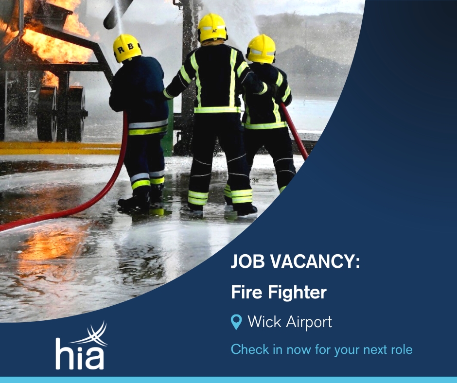We have an opportunity to join us as a Firefighter in our Wick Airport Fire Service. Check out our Careers webpage: hial.co.uk/apply. Closing date for applications is 2 June 2023.