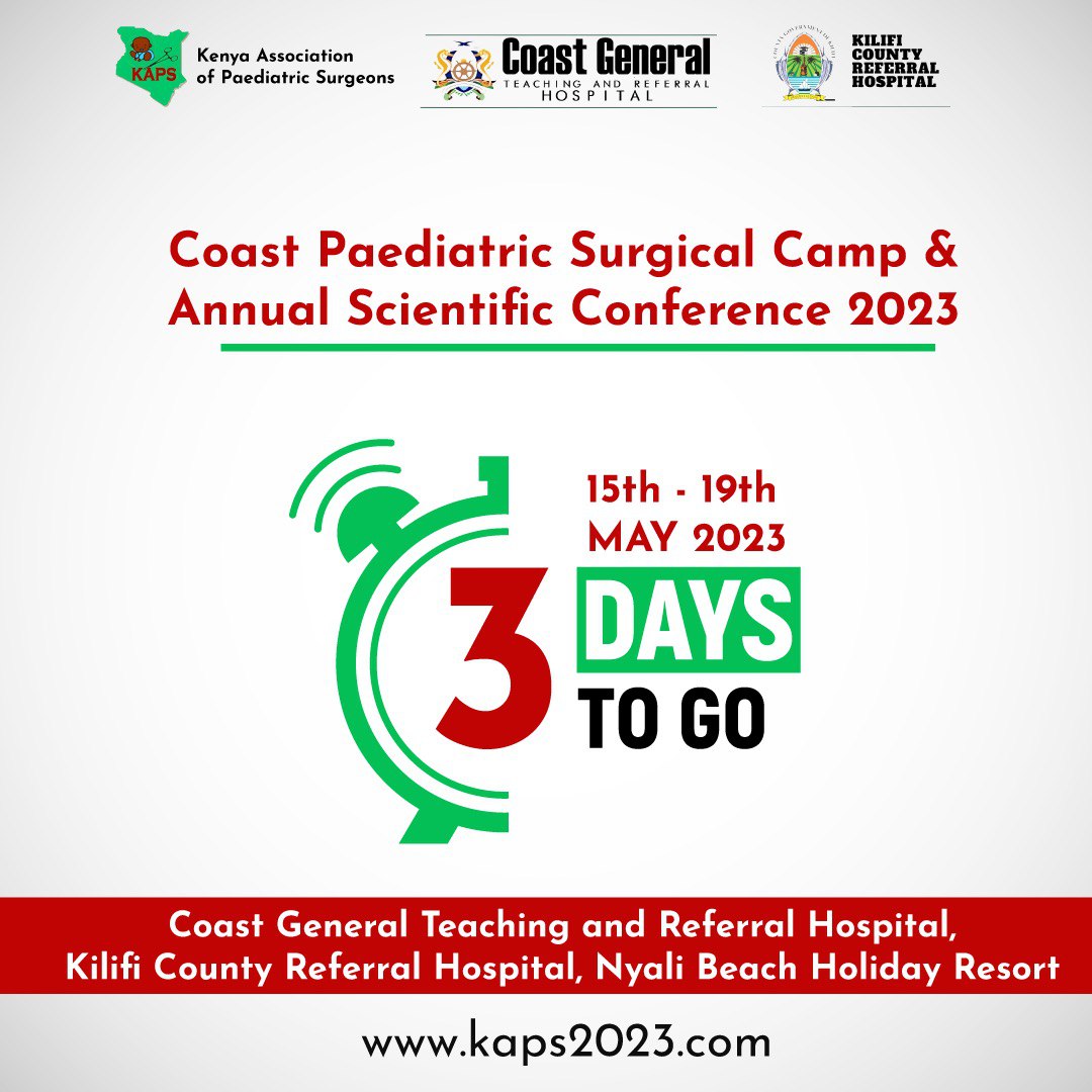 KapsKenya's tweet photo. 🚨 With only 3 days remaining until the Coastal Paediatric Surgical Camp and Conference, there's never been a better time to register! This is a must-attend event for medical professionals to expand and build connections.

🤝Registration is still open at https://t.co/pdpbK9L2FL https://t.co/aioEbc75WC