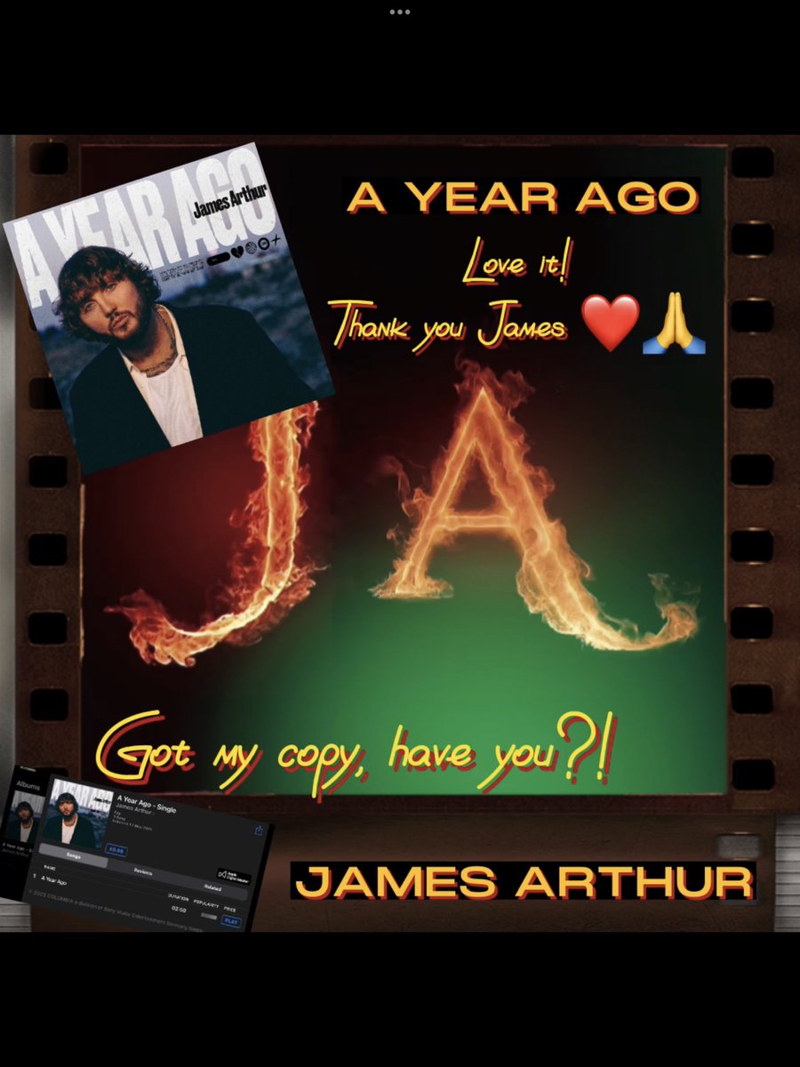roannnne23's tweet image. 🔥 IT’S HERE! #AYearAgo thank you @JamesArthur23!  instagram.com/reel/CsIzX_EK9…

Download &amp;amp; stream
jamesarthur.lnk.to/AYearAgo?fbcli…