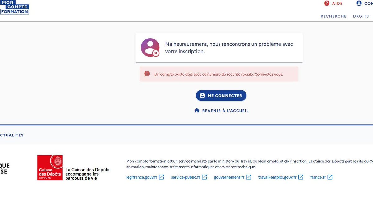 Joseph Donyo (@jdonyo) on Twitter photo Bonjour <a href="/caissedesdepots/">Caisse des Dépôts</a>, impossible d'avoir une réponse de votre support utilisateur donc j'essaie ici.
Comment faire quand je crée un compte via FranceConnect+ et que je ne peux pas le finaliser vu que j'utilise le même n° de Sécu comme identifiant sur mon "ancien" compte ? Bonjour <a href="/caissedesdepots/">Caisse des Dépôts</a>, impossible d'avoir une réponse de votre support utilisateur donc j'essaie ici.
Comment faire quand je crée un compte via FranceConnect+ et que je ne peux pas le finaliser vu que j'utilise le même n° de Sécu comme identifiant sur mon "ancien" compte ?
