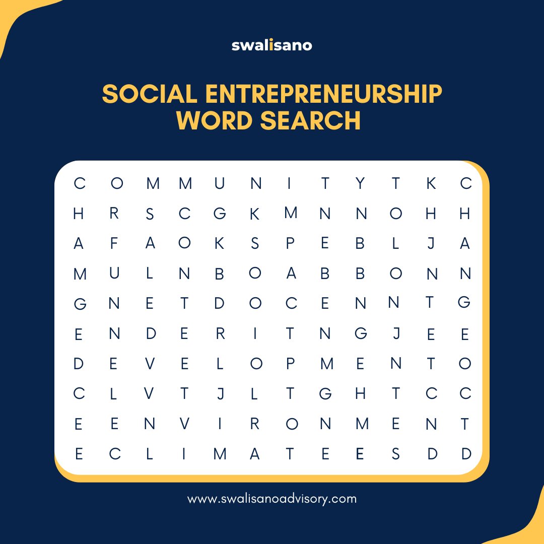 How many social entrepreneurship-related words can you identify in the first 30 seconds? 😄 Tag your friends and see how many words they can identify!

#socialentrepreneurship #fridayfun #wordsearch