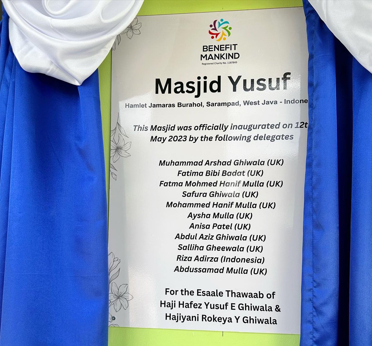 Benefit_Mankind's tweet photo. A new Masjid inaugurated in Indonesia for the Esaale Thawaab of Late Haji Yusuf Ghiwala and Late Hajiani Rokeya Ghiwala. Officially opened by the family from the UK 🇬🇧 MashaAllah ❤️🙏 https://t.co/Rmu7W2zA8U
