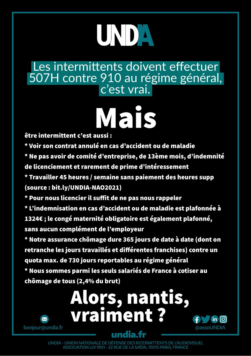 assoUNDiA's tweet photo. Les #intermittents sont-ils des nantis ?
(Spoiler : non.)
Coûte-t-on plus que ce que l’on rapporte ?
(Spoiler : Non plus)
⤵️

#intermittentsduspectacle #audiovisuel #television #spectacle #cinema #serie #musique https://t.co/JdlqJLppLu