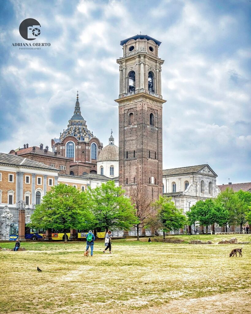 IN THE HEART OF TURIN Looking towards the center from the ancient Roman area and across the archeological parc (see yesterday's post) is Turin's Cathedral @duomoditorino - built on the site of three predating romanesque churches - the cathedral's bell t… instagr.am/p/CsIymYBtBVb/