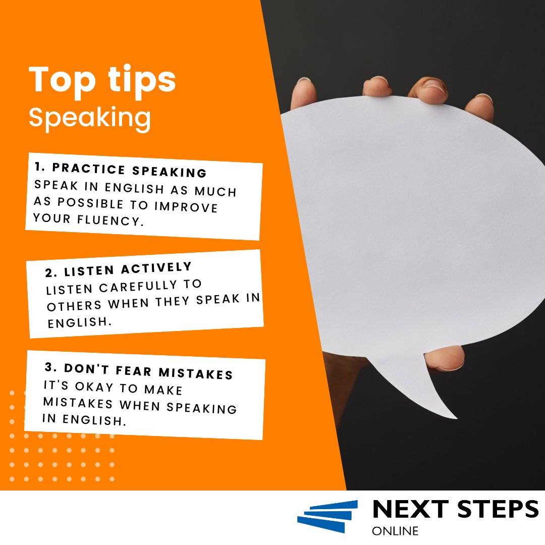 NextStepsOnline's tweet image. Tips for students linked to speaking. #tipsforstudents #eslclass #eslonline #eslteaching #eslteacher