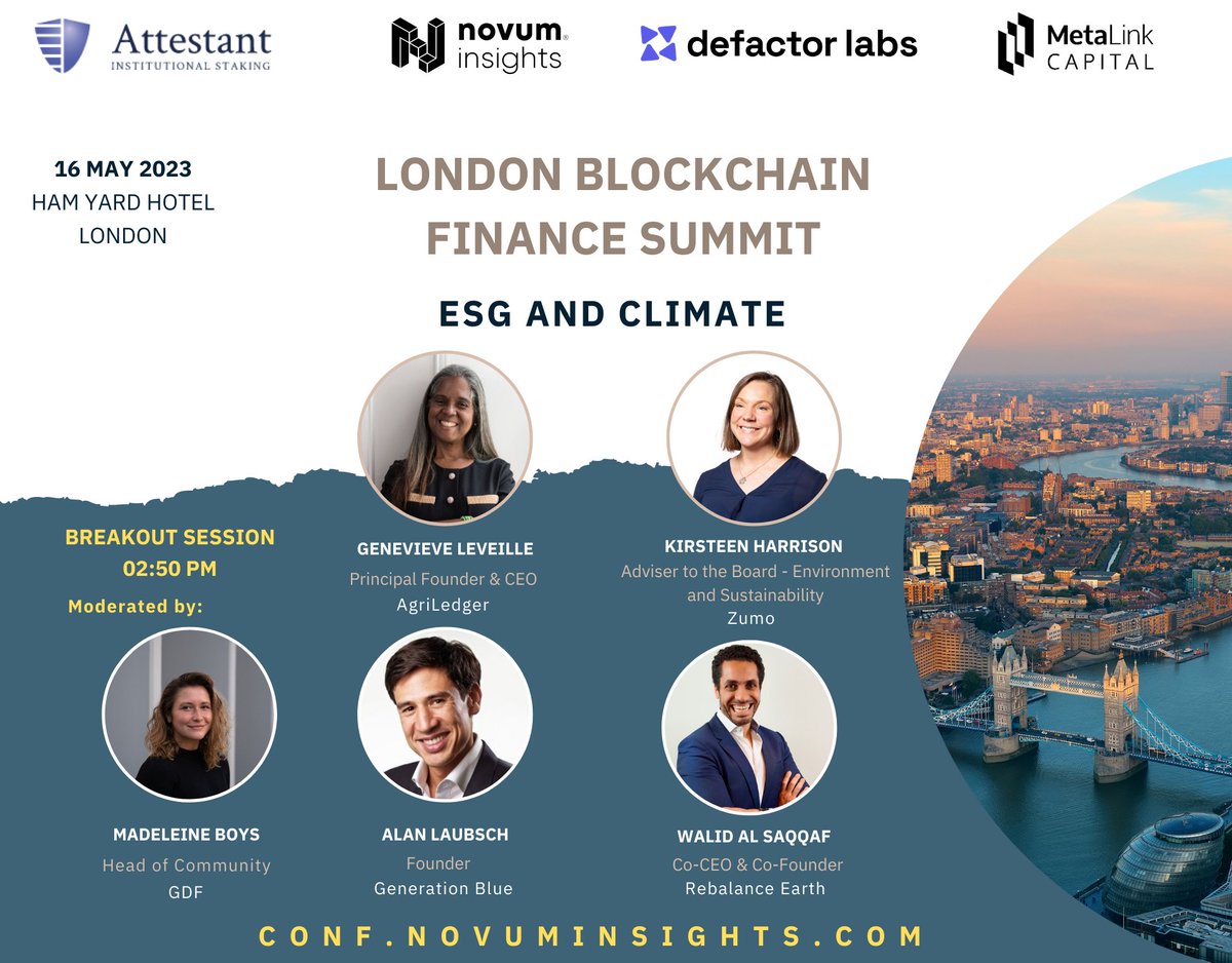 NovumInsights's tweet photo. ๐#LBFS2023 will feature a breakout discussion on the topics of Environmental, Social, and Governance practices and their impact on climate change.๐ฑ
๐
16 May
โฐ 9 AM - 5 PM
๐Ham Yard Hotel, London
๐https://t.co/BVO70vwgcx
Grab your tickets now! #ClimateAction #blockchain https://t.co/Frv63zdcjf
