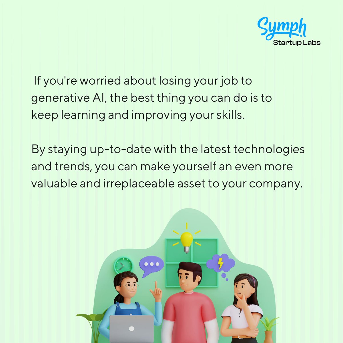 symphstartups's tweet photo. Will AI take your job? Let's debunk the myth! 

Swipe more to discover why AI can be your career ally instead. 

#BuildOpenlyWithAI #TechForBusiness #ChatGPT #OpenAI #ThisPostMightAlsoBeGeneratedByAI #ArtificialIntelligence https://t.co/7nhN7NuqN6
