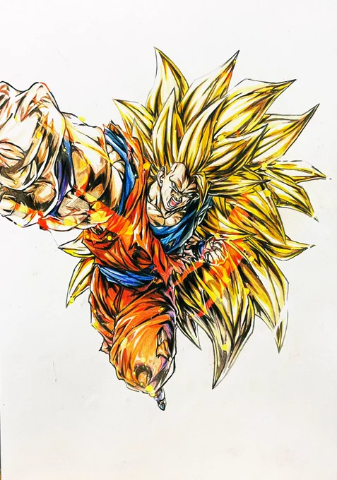 やっと悟空だけ終わりました #ドラゴンボール #レジェンズ #悟空3龍拳爆発 #色鉛筆 #模写