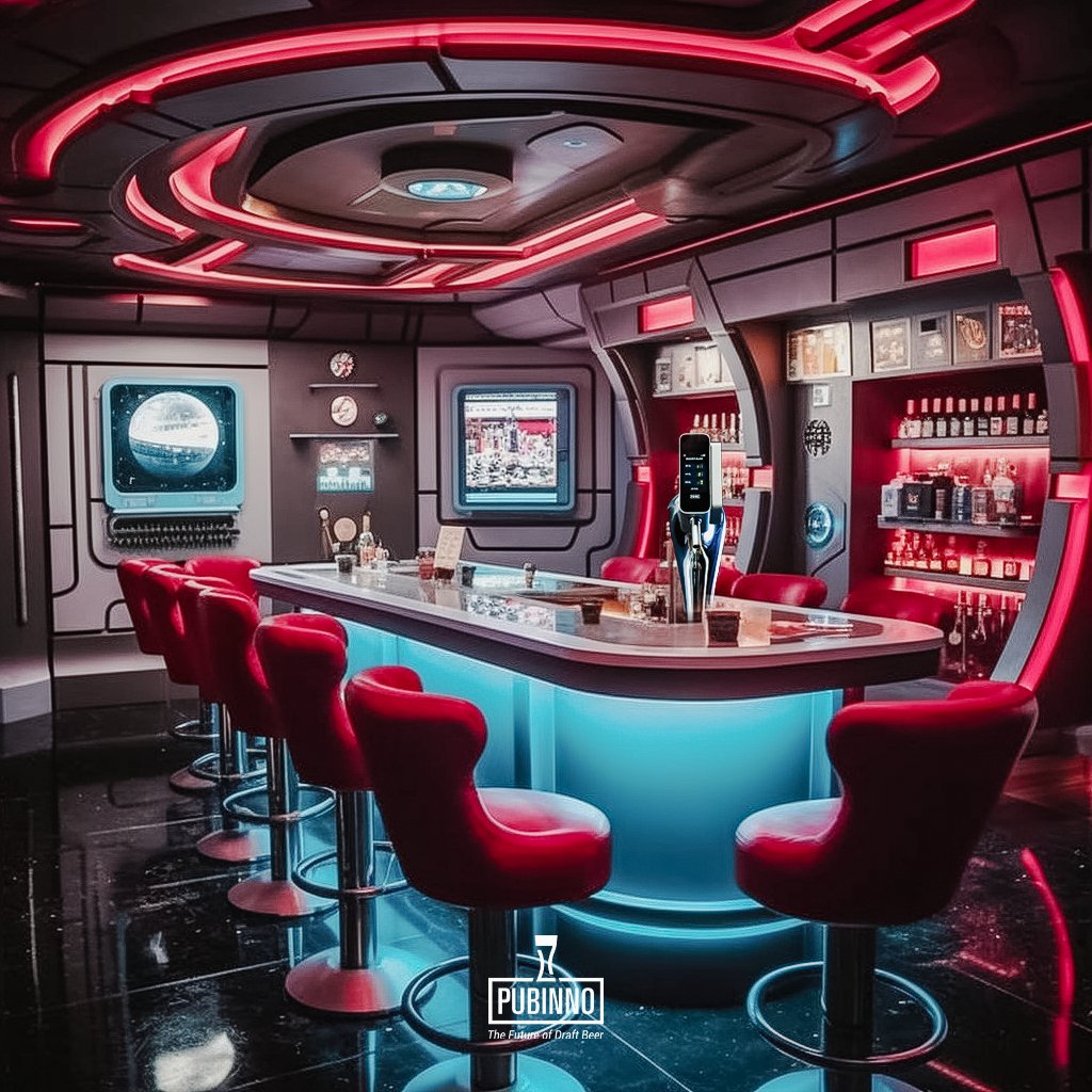 pubinno's tweet photo. Grab your space suit and head to the futuristic bar of Stanley Kubrick! #Midjourney brought the iconic Hilton Space Station lobby to life, laying out the evolution of intelligence as the perfect beer is poured from AI-powered Smart Taps!
#futureofdraftbeer #internetofbeer #ai https://t.co/JCa9e6xVUq