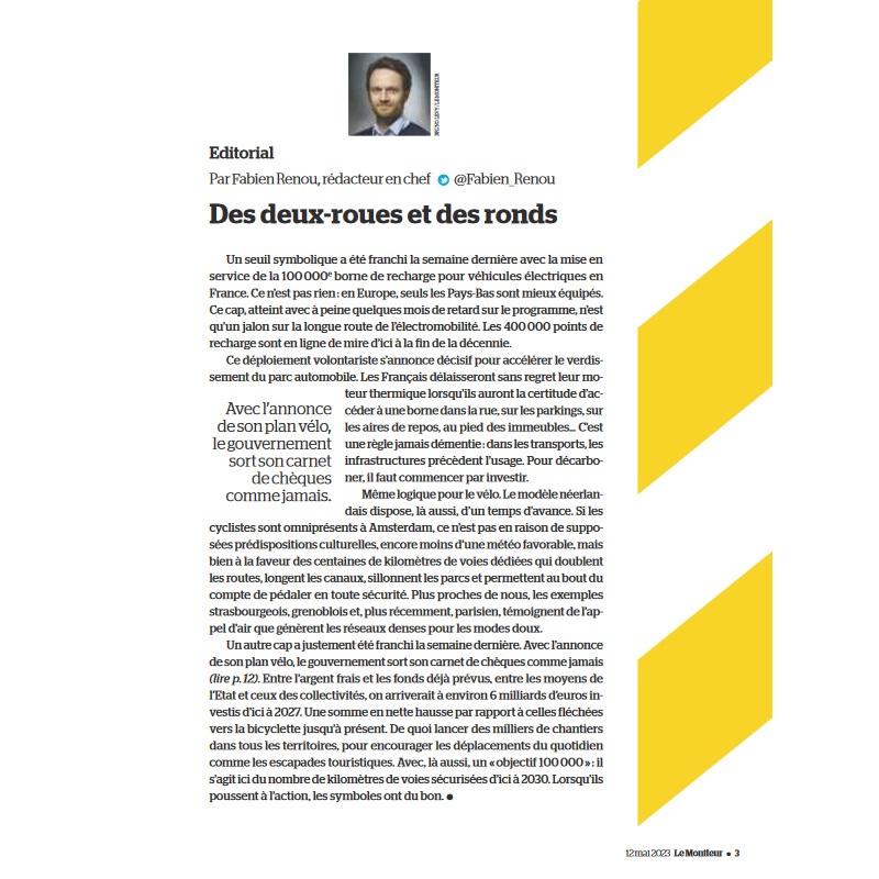 LeMoniteur (@le_moniteur) on Twitter photo Des deux roues et des ronds, #edito de <a href="/Fabien_Renou/">Fabien Renou</a> | #planvelo #bornesderecharge
lemoniteur.fr/article/des-de… Des deux roues et des ronds, #edito de <a href="/Fabien_Renou/">Fabien Renou</a> | #planvelo #bornesderecharge
lemoniteur.fr/article/des-de…