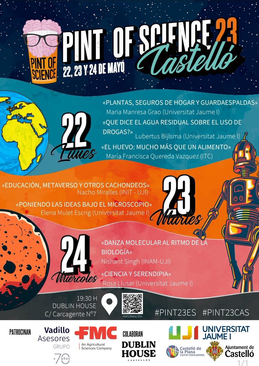 paulamatas_'s tweet image. No te pierdas la nueva edición de Pint of Science 🧠🍺 en el Dublin House de Castellón: cerveza y ciencia cogidas  de la mano 🤝🍻 #Pint23CAS @pintofscienceES