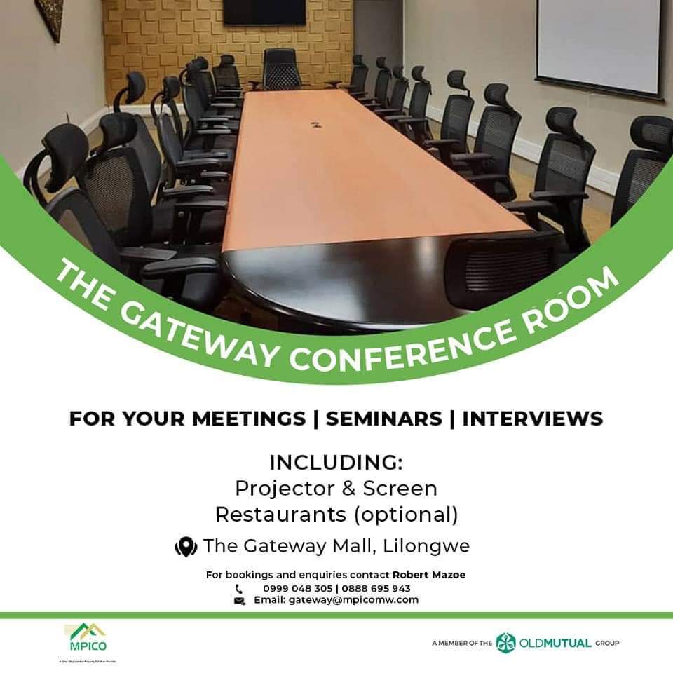 Are you in Lilongwe and looking for a space to host your meeting? Talk to us to check out The Gateway Conference Room 

#GatewayMall #lilongwemalawi #ConferenceRoom #Meetings