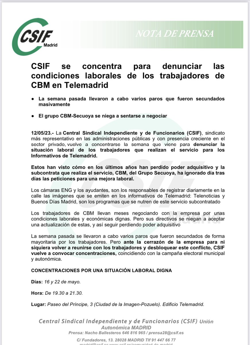 CSIF CBM TELEMADRID tweet media