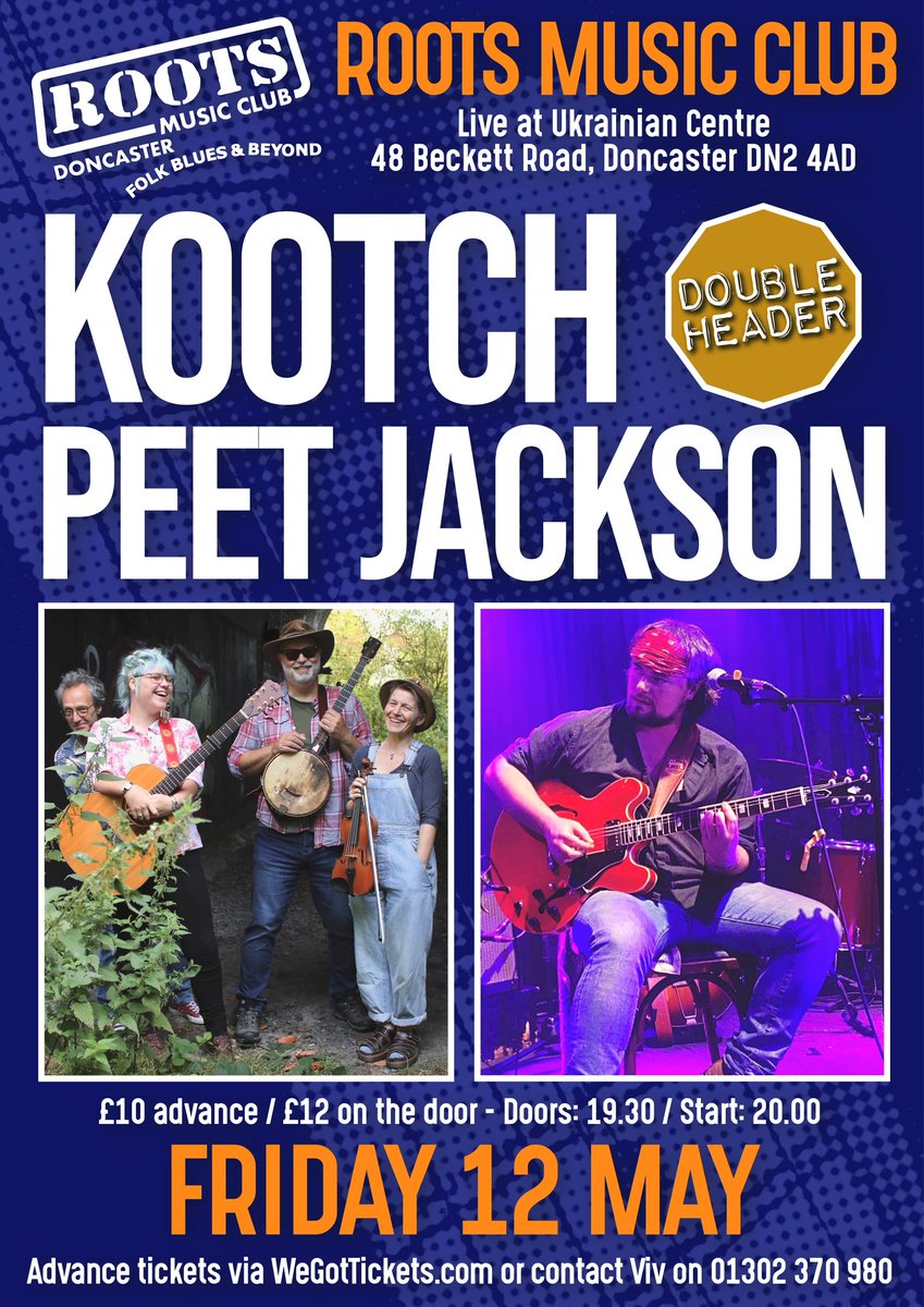 Tonight at the Roots Music Club. A double header with Kootch and Peet Jackson. Don't miss it. #kootch #peetjackson