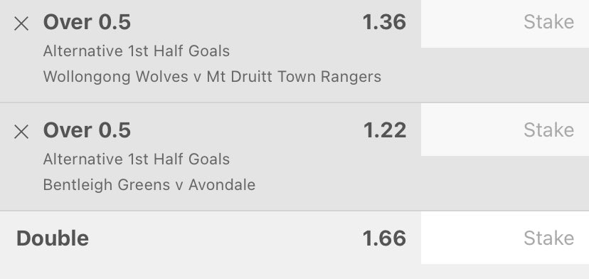 viniftbll's tweet photo. Inplay Double ๐
Odds @ 1.66๐
Aussie Games ๐ฆ๐บ
Over 0.5 FHG
Over 0.5 FHGโฝ๏ธ
#overundertips #inplay https://t.co/YLhNQRCmFE