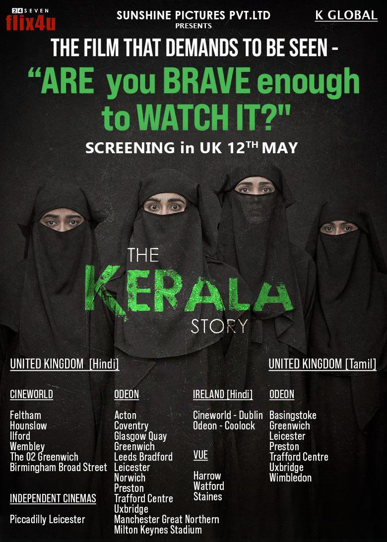 INSIGHTUK2's tweet photo. An important film on grooming of young girls by ISIS #TheKeralaStory was set to release in UK today. However all shows as advertised by cineplexes previously now stand cancelled. 
Can @BBFC explain what has caused this delay in certification and subsequent cancellation of the release.