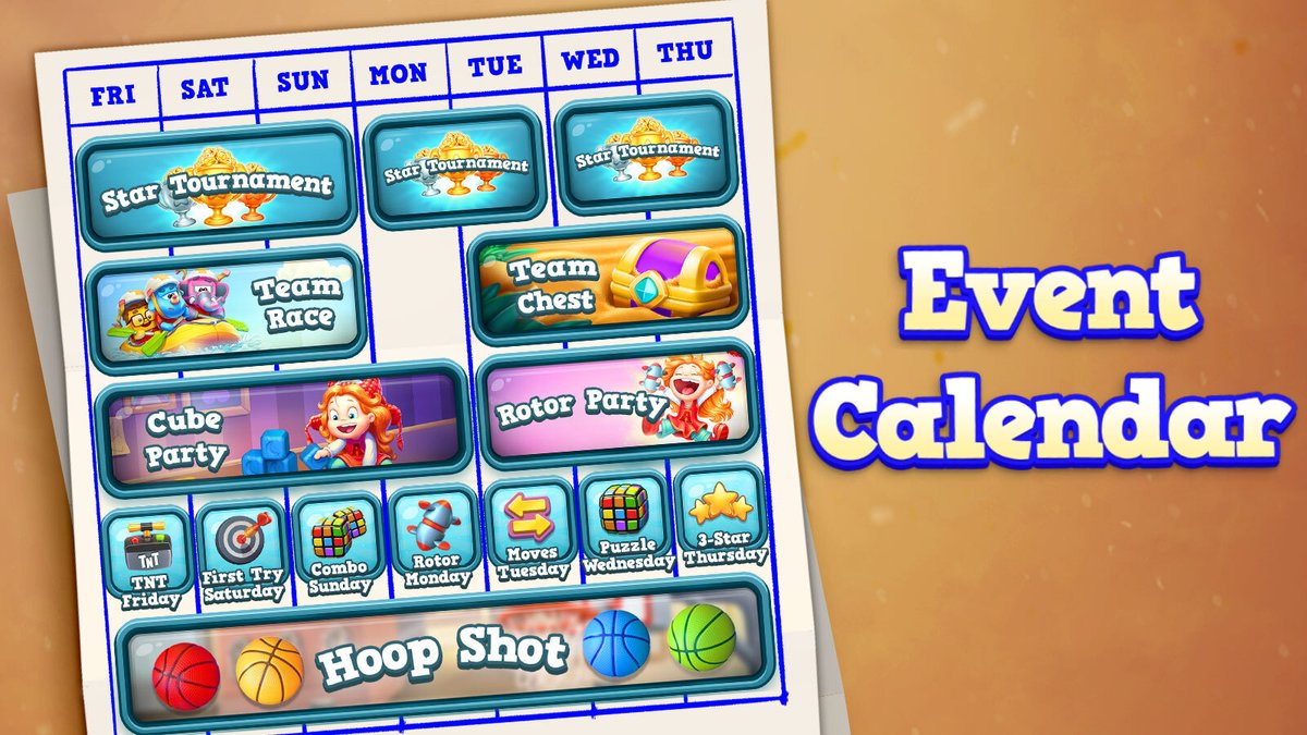 There are lots of events for fun and competition in the game! 🏆 Take a screenshot of our event calendar, and never miss them! 💙