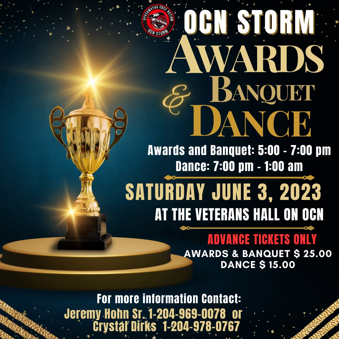 OCN Storm fans, friends and family. We are pleased to announce we will be having an awards and banquet night. Tickets will start going on sale by Wednesday next week. ADVANCED TICKETS ONLY!!!!!!. Repeat. We are only doing advanced tickets. 

It’s going to be an amazing evening.