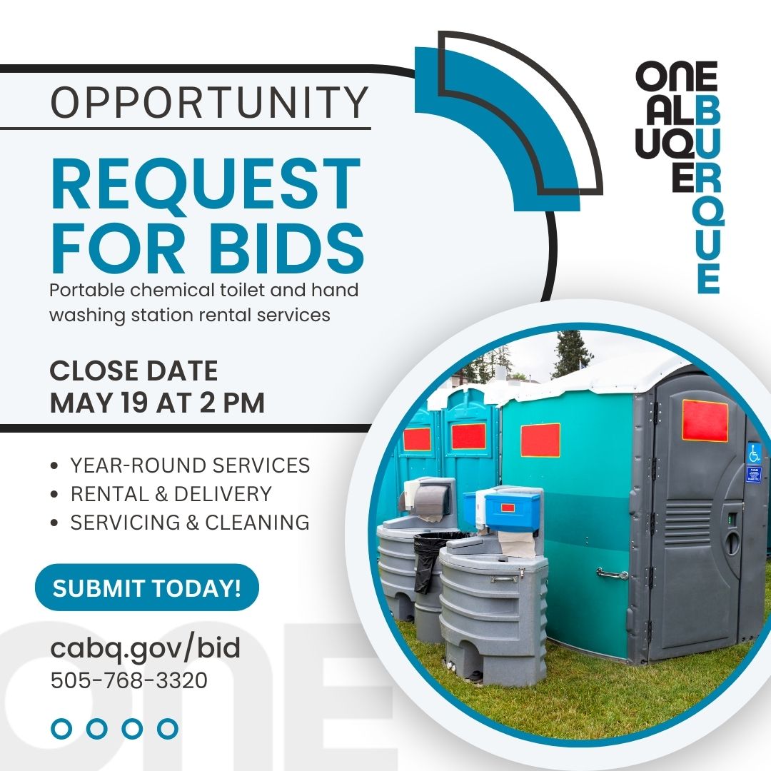CABQ Economic Development (@cabqecondev) on Twitter photo ➡️ New opportunities to partner with the <a href="/cabq/">City of Albuquerque</a> are posted every week! Visit cabq.gov/bid to see if the services your business offers are a match, and submit your bid or proposal today. Call 505.786.3320 for more info.
#OneAlbuquerque #SupportLocalABQ #Albuquerque ➡️ New opportunities to partner with the <a href="/cabq/">City of Albuquerque</a> are posted every week! Visit cabq.gov/bid to see if the services your business offers are a match, and submit your bid or proposal today. Call 505.786.3320 for more info.
#OneAlbuquerque #SupportLocalABQ #Albuquerque