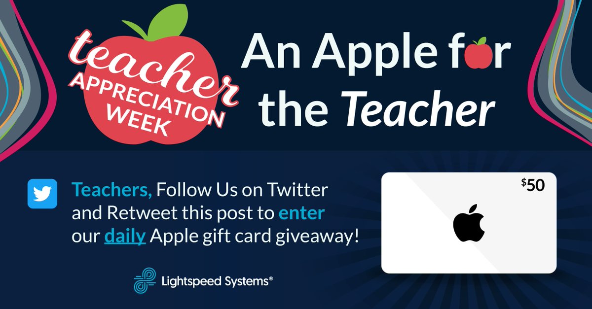 Happy #TeacherAppreciationWeek! We're giving away "An Apple for the Teacher!" Teachers, Follow Us and Retweet this post to be entered to win a $50 Apple Gift Card! 
👉 Must be a teacher to win. Must Follow and Retweet. Names are drawn daily. #Thursday
