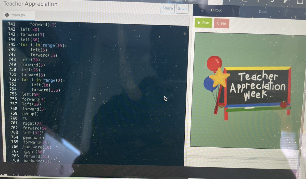 9th grade computer programming students were challenged with finding an image online to recreate by writing code. Not only did the student recreate the image he used 2023 lines of code to match the year 2023!!! #theskyisthelimit #BlueEaglesReady2Work #TeacherAppreciationWeek