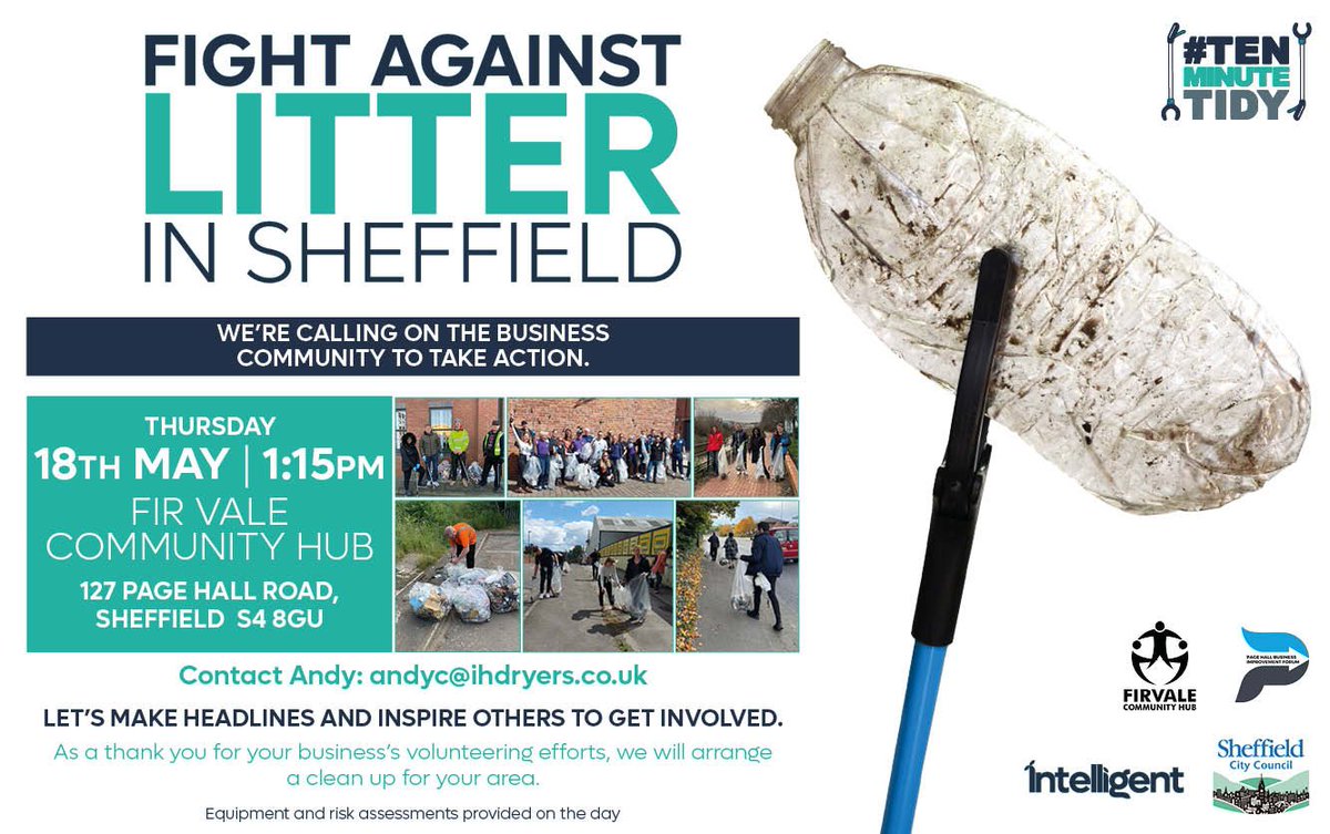 Join in a litter pick in #FirVale this Thursday 18th May - lets all do our bit to improve the local community and make our environment a better place to enjoy together @SheffLitterPick