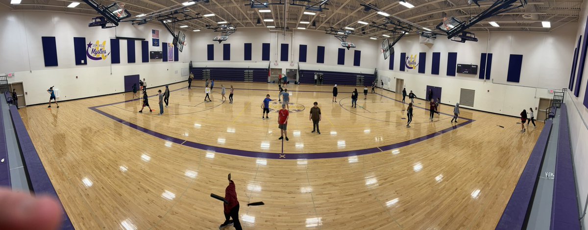 MrNelsonPhysEd's tweet photo. Haven’t tweeted in a while. 8 games of 1 Base Wiffleball happening indoors on a rainy day with my 8th graders. Controlled chaos at its finest. Lots of activity, lots of reps, and lots of fun! #PhysEd https://t.co/luQtx5yIJJ