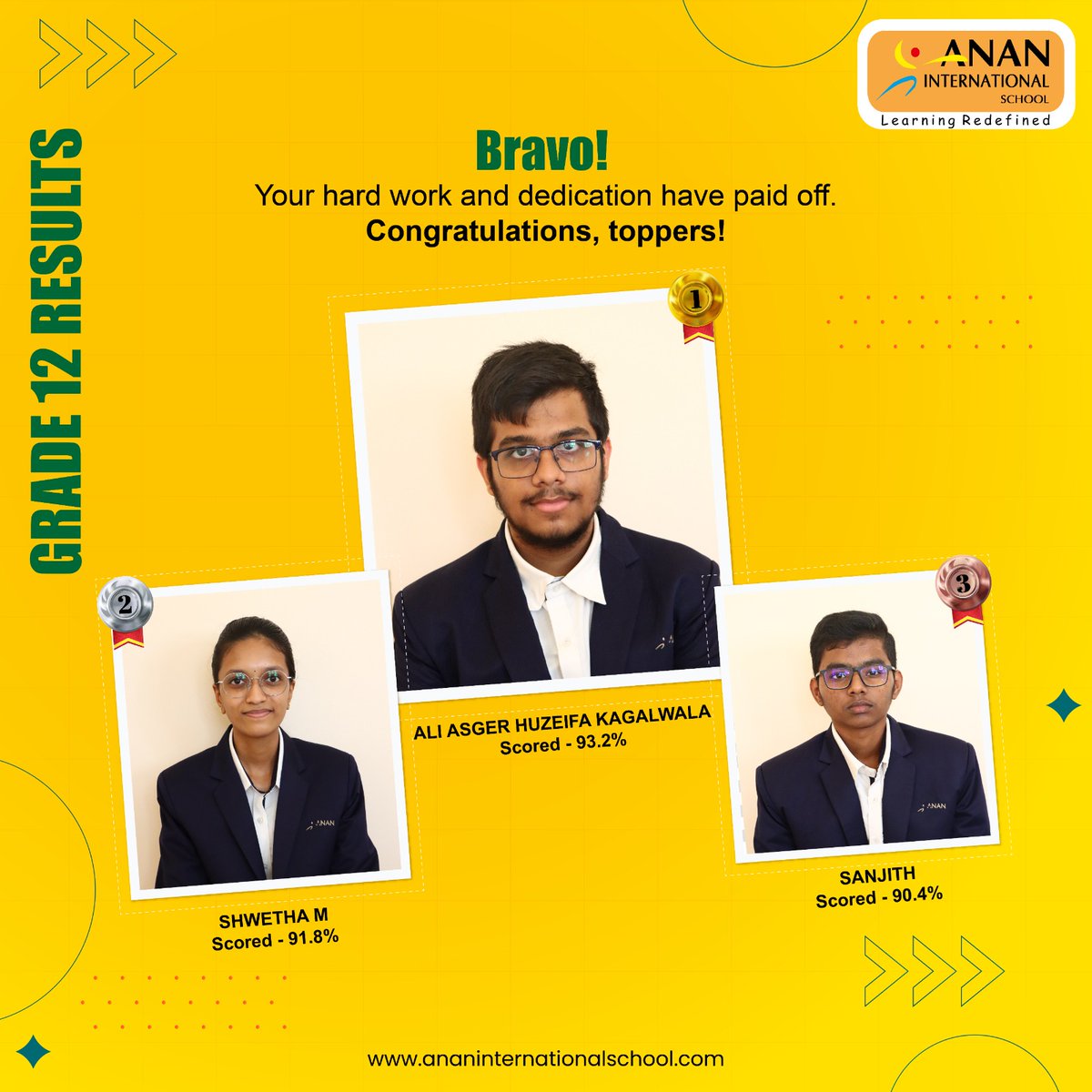 Congratulations to Grade 12 warriors for bringing laurels to the school! Proud of you! 

#AnanInternationalSchool #BestCBSESchool #Coimbatore  #Grade12 #examresults2022 #CBSEResults #coimbatoreschool