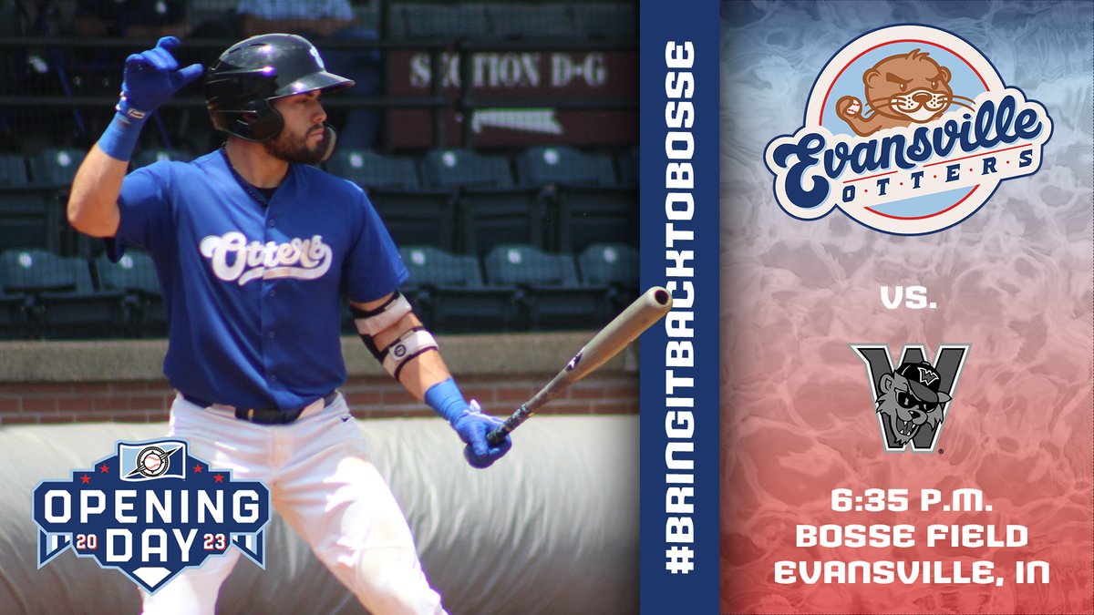 ITS FINALLY HERE! OPENING DAY AT BOSSE FIELD!

🆚<a href="/WashWildThings/">Washington Wild Things</a> 

⏰ 6:35 p.m. 
📍Bosse Field 
🎉Signarama Opening Night
🎟️evansvilleotters.com
💻flobaseball.tv/teams/7494101-…
📻youtube.com/@evansvilleott…
⚾️ #BringItBackToBosse x #LetsGoOtters 🦦