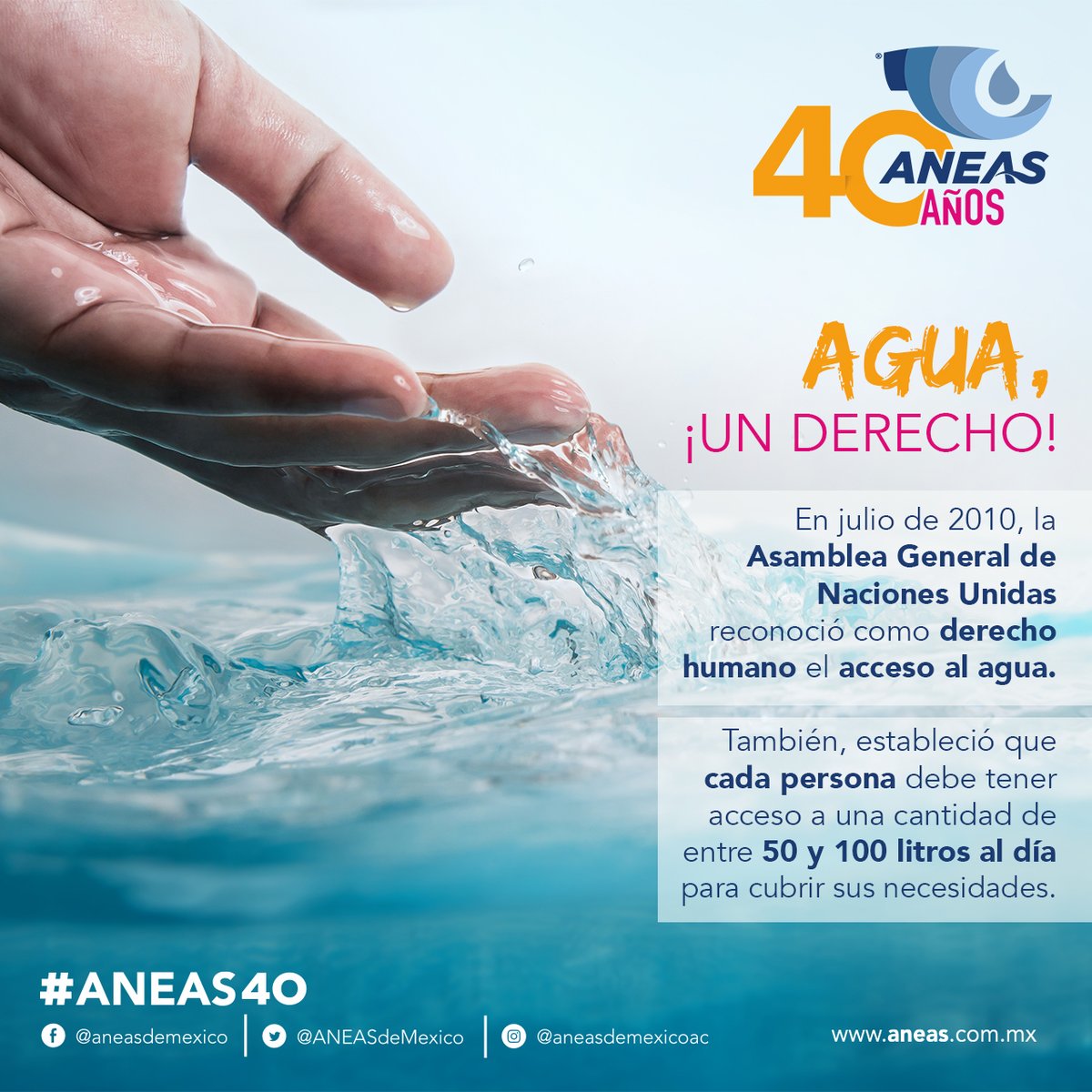 ANEASdeMexico's tweet photo. El #agua 💧es un derecho humano y un recurso clave en el desarrollo sostenible, la salud👩‍⚕️, la educación🧑‍🏫, el crecimiento económico 💰y el medio ambiente🌳.
#ANEAS40 #LaRedHidricaDeMexico #DatosDelAgua #CulturaDelAgua https://t.co/Se5ozJufZi