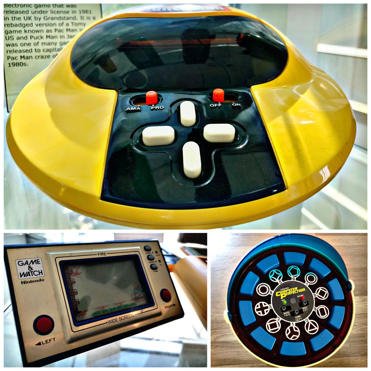 SWRetroComp's tweet photo. Today’s #RetroTrio offers you #Munchman, #ComputerPerfection and #GameAndWatch Fire. Which will you keep, gift to a friend and delete forever? #RetroComputing #ComputerHistory #RetroGaming #VideoGames https://t.co/XOMUgvQSUN
